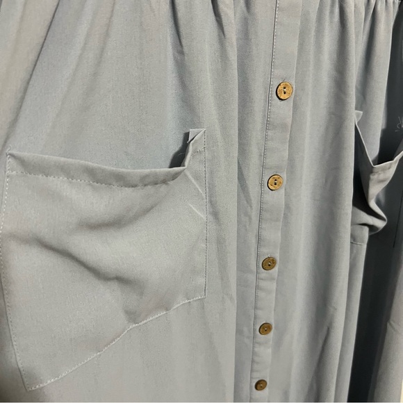 SHEIN Maternity Lantern Sleeve Patch Pocket Button Front Dress Size M - Picture 5 of 8